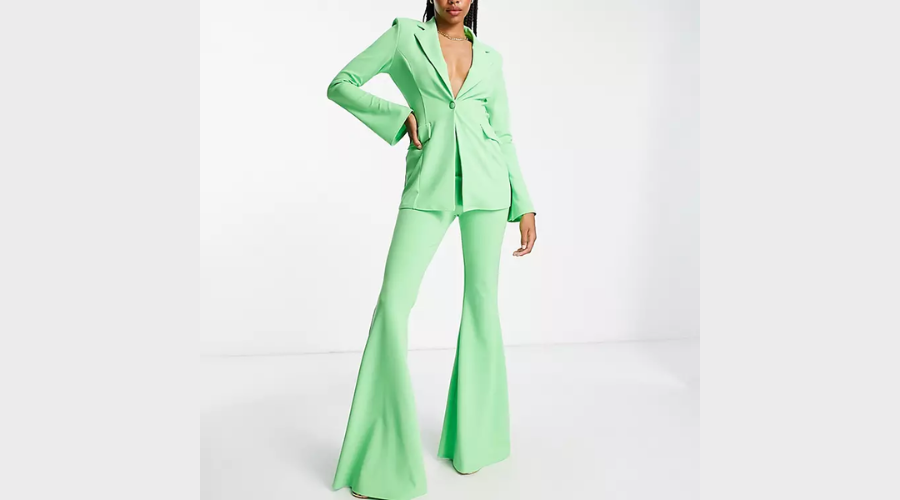 ASOS DESIGN Tall Flared Suit Trousers in Summer Green Jersey | Findwyse