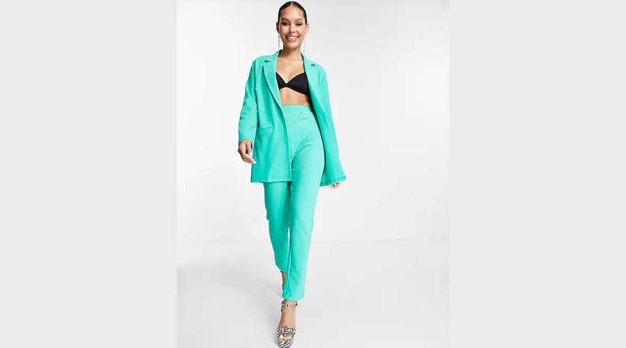 ASOS DESIGN Tapered Jersey Suit Trousers in Green | Findwyse