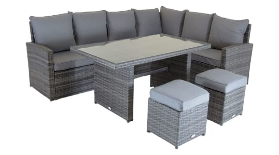 Charles Bentley 6-Seater Multi-Functional Garden Casual Dining Set - Grey | Findwyse