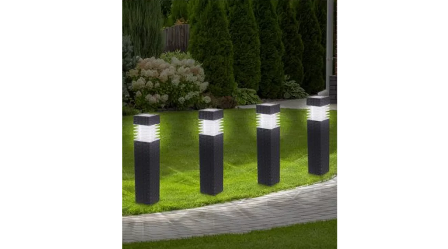 Groundlevel Set of 4 Solar Rattan Lights