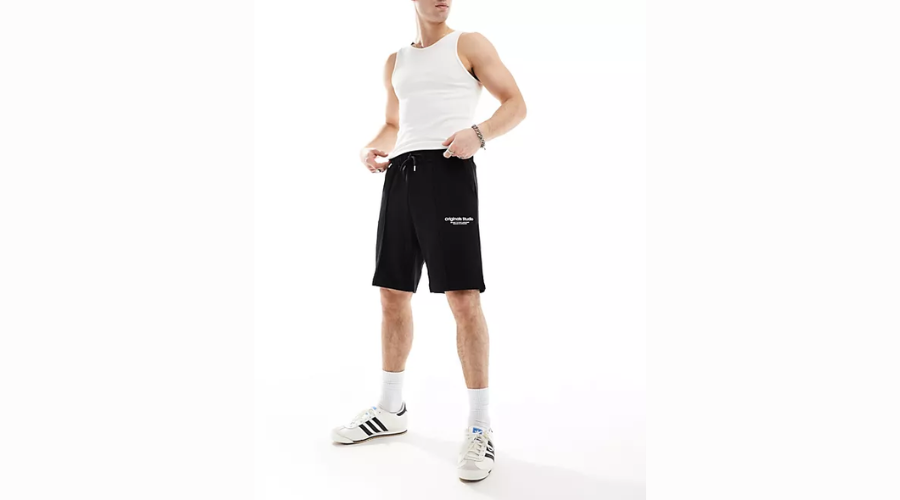 Jack & Jones Relaxed Jersey Shorts in Black With Logo | Findwyse