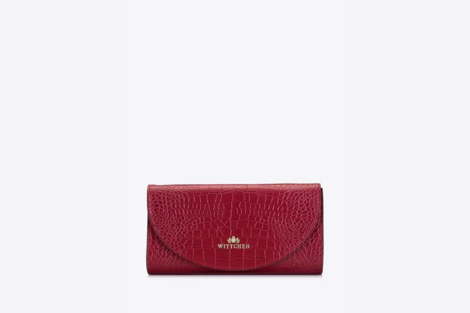 Leather Clutch Bag Minimalist Croco Red | Findwyse