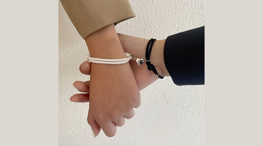 Magnet Black White Woven Couple Bracelets