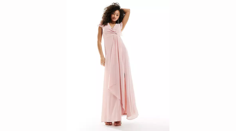 Maxi Dress with Flutter Sleeves and Ruffles