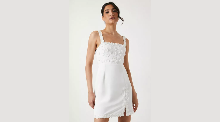 Oasis 3d Flower Crepe Mini Dress | Findwyse