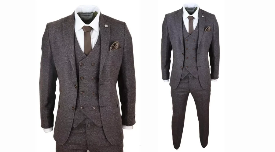 Oliver Tweed Wool 3 Piece Suit Double Breasted Suit