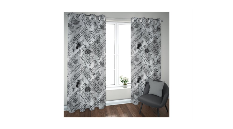 Poetry Curtain (featuring patterns in Shades of grey) lightweight durable cotton material | Findwyse
