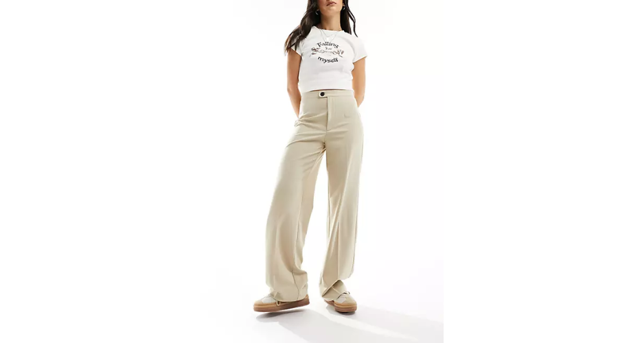 Pull&Bear – Elegant Beige High Waist Trousers | Findwyse