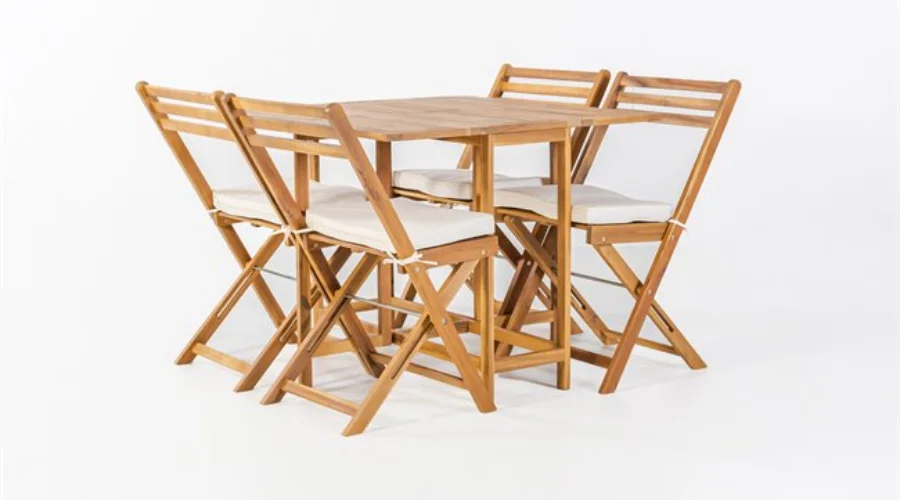 Set Folding Table + 4 Folding Chairs VIENA 2 Wood Color