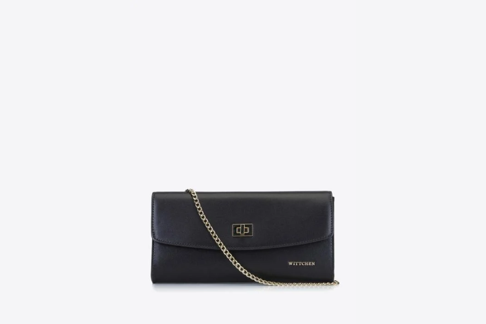 Simple Leather Clutch Bag With Chain, Black | Findwyse