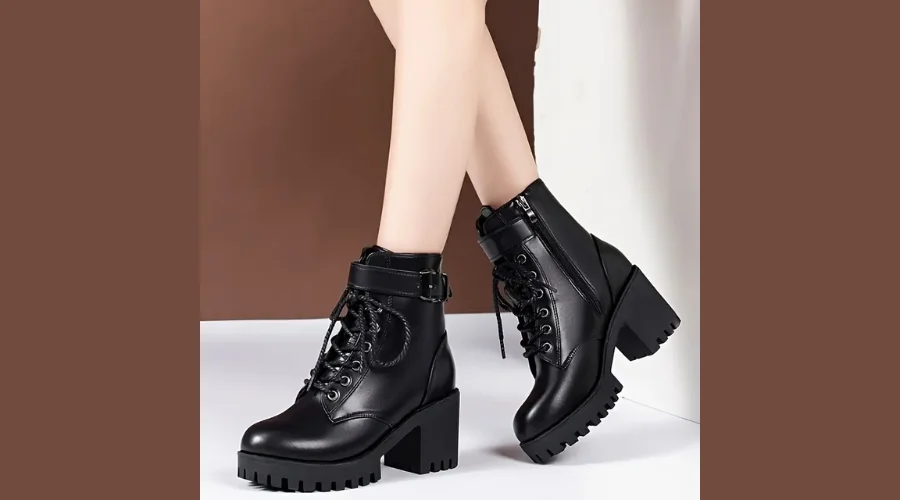 Women's Solid Color Platform Boots