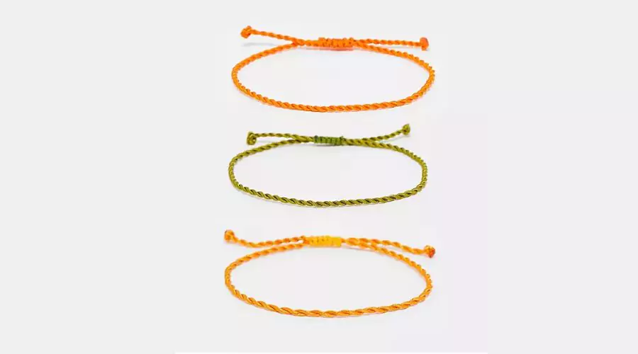 ASOS 3-pack cord bracelets in orange and green 