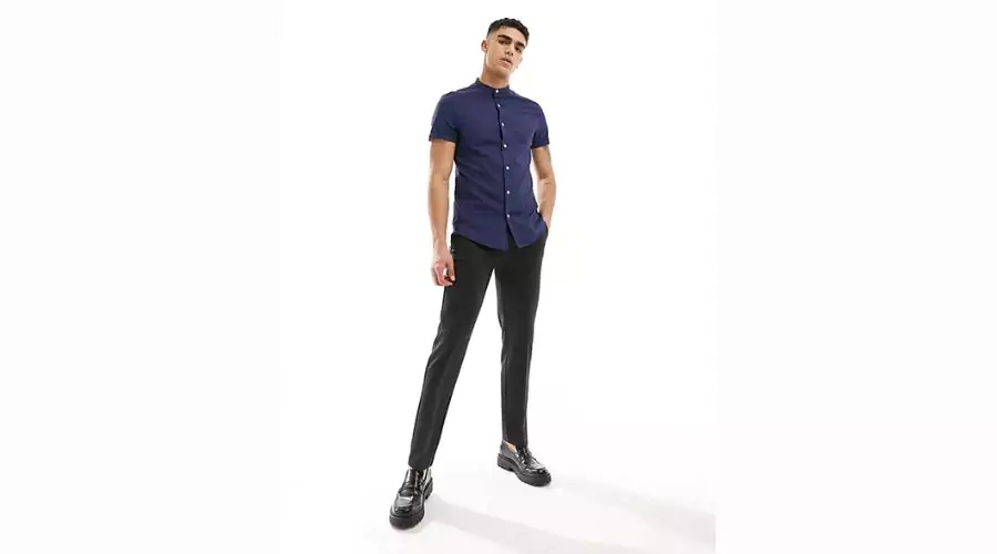 ASOS Design Slim Fit Shirt with Grandad Collar