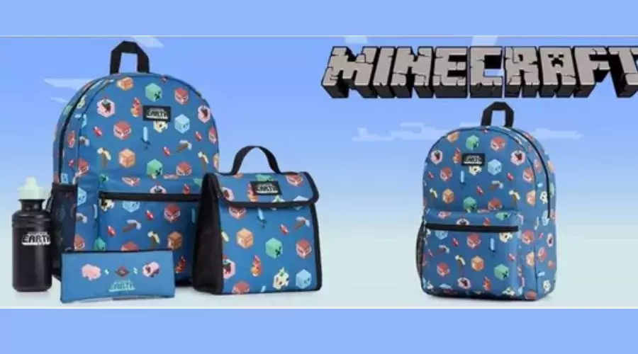 Backpack for school with a set of lunch bags and a pencil case