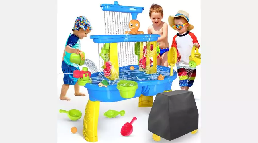 VATOS Water Table for Toddlers, 3 in 1 Kids Outdoor Water Play