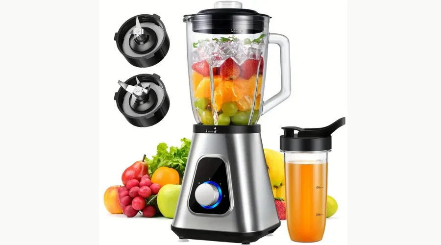 52oz Countertop Blender Plus in 3-speed control juicer and processor