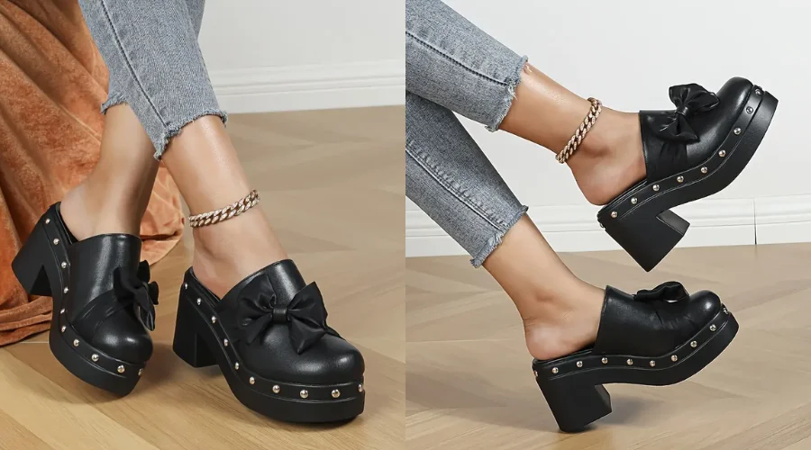 Chic Bowknot & Studded Womens Clogs