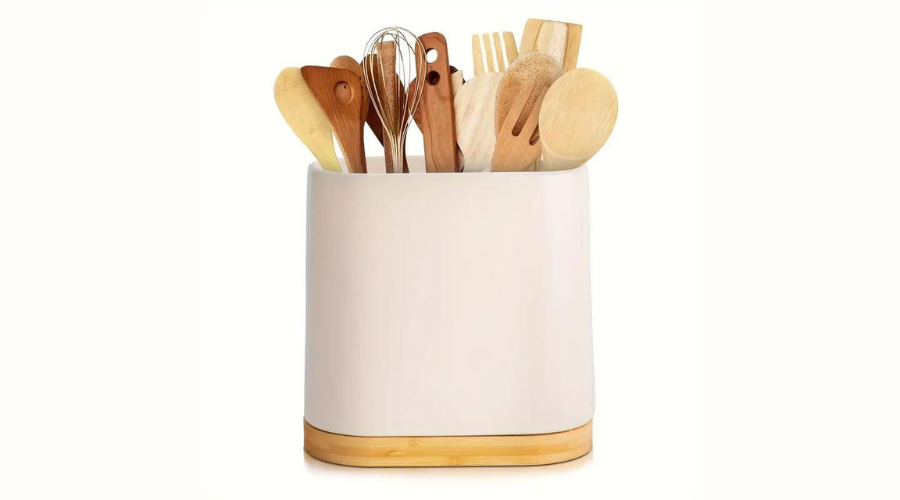 Large Ceramic Utensil Holder for Countertop, Kitchen Utensil Holder