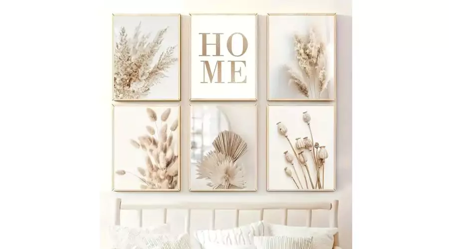 Creative Canvas Poster, 6pcs Unframed Nordic Style Printed Canvas