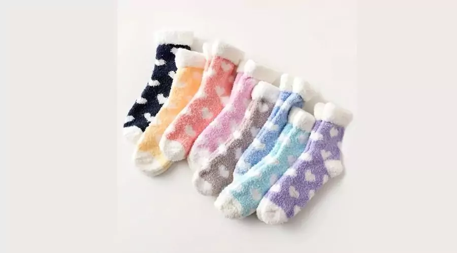 Heart Fluffy Floor Socks, Warm Coral Fleece For Fall & Winter 3/5/8 Pairs