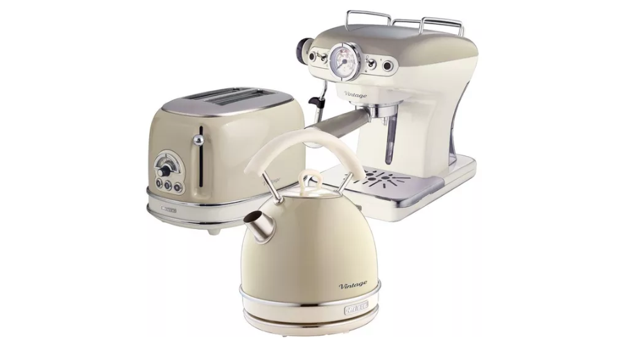 ARIETE Vintage ARPK16 Toaster, Kettle & Coffee Machine Bundle - Beige