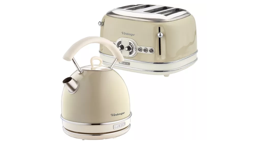 ARIETE Vintage ARPK39 4-Slice Toaster & Traditional Kettle Bundle - Beige