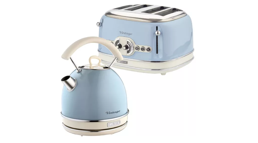 ARIETE Vintage ARPK41 4-Slice Toaster & Traditional Kettle Bundle - Blue