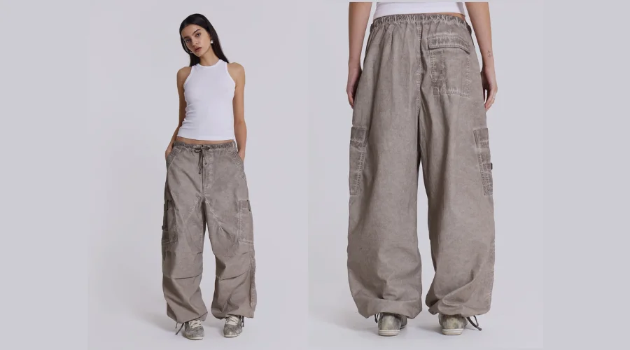 Stone Oil Wash Parachute Pants