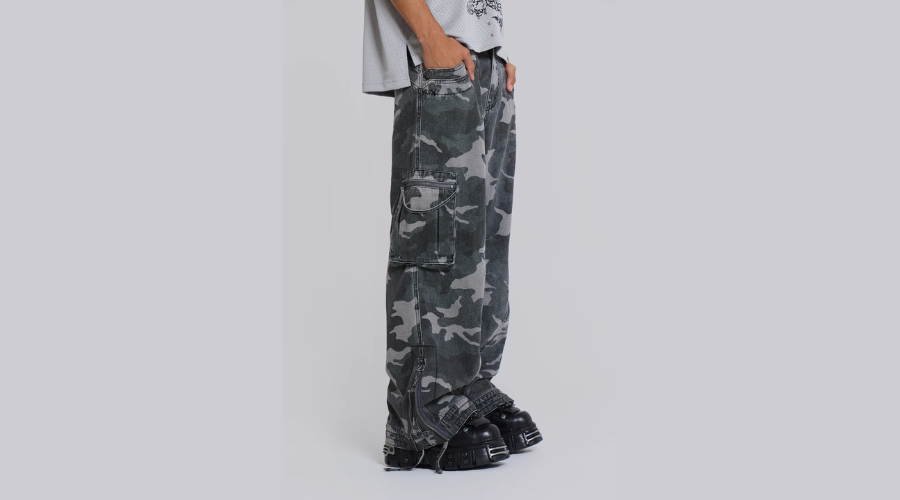 Washed Black Trooper Camo Cargo Pant