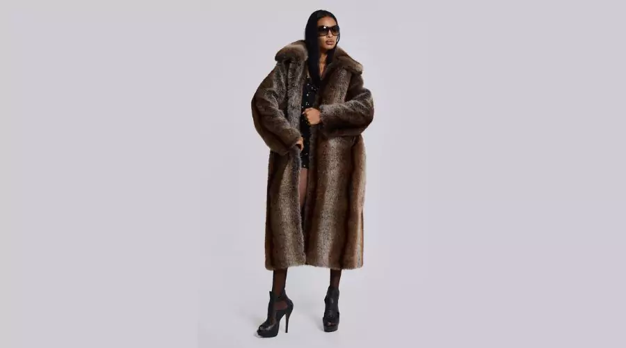 Agyness Brown Faux Fur Coat