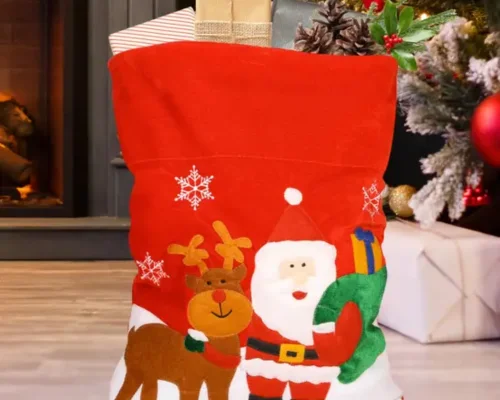Festive Friends Red Santa Velvet Sack Christmas Present Gift Bag