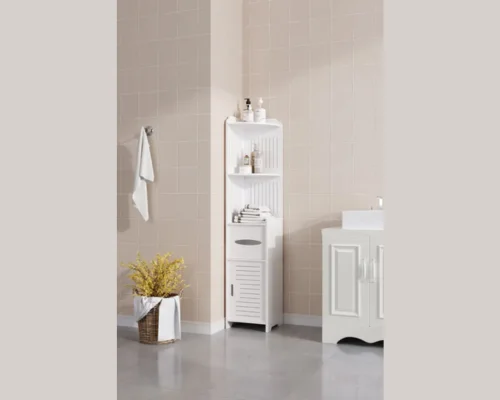Free Standing Bathroom Corner Storage Cabinet with Shelf