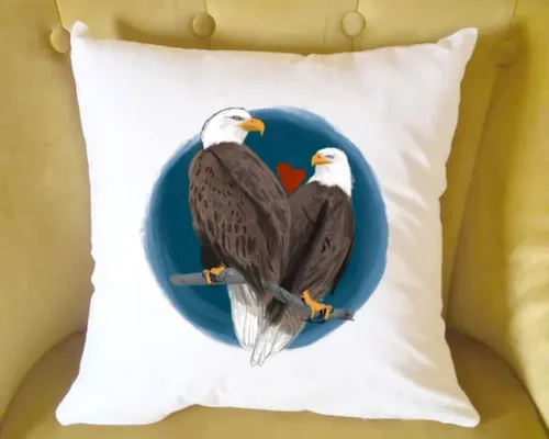 Mates for Life Gift for Couples Bald Eagles Love Cushion - Anniversary, Wedding Gift