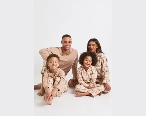 Men's Matching Family Fairisle Print Baby Fleece Long Sleeve Top & Joggers Pyjama Set