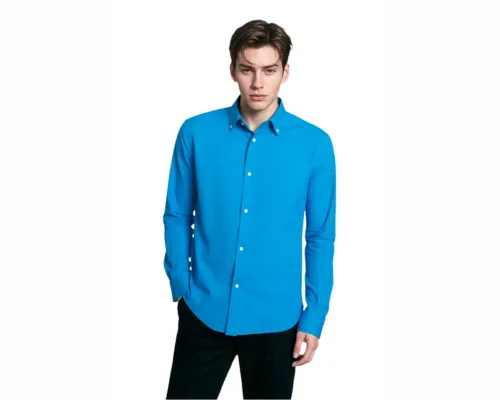 Mens Smart-Casual Button-Down Shirt – 100% Cotton Regular Fit Semi-Formal Shirt