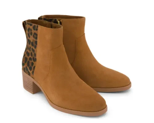 Delilah Heeled Boot In Water Repellent Brown Sugar Leopard Suede _converted