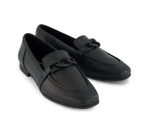 Lynette Chain Loafer In All Black Leather with Chain_converted