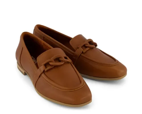 Lynette Chain Loafer In Amber Brown Leather with Chain_converted