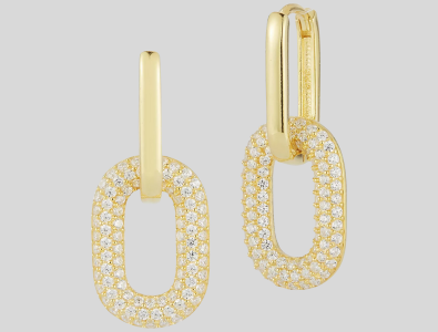 Pavé Oval Link Drop Earrings,
