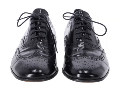Prada Preowned Black Patent Brogues